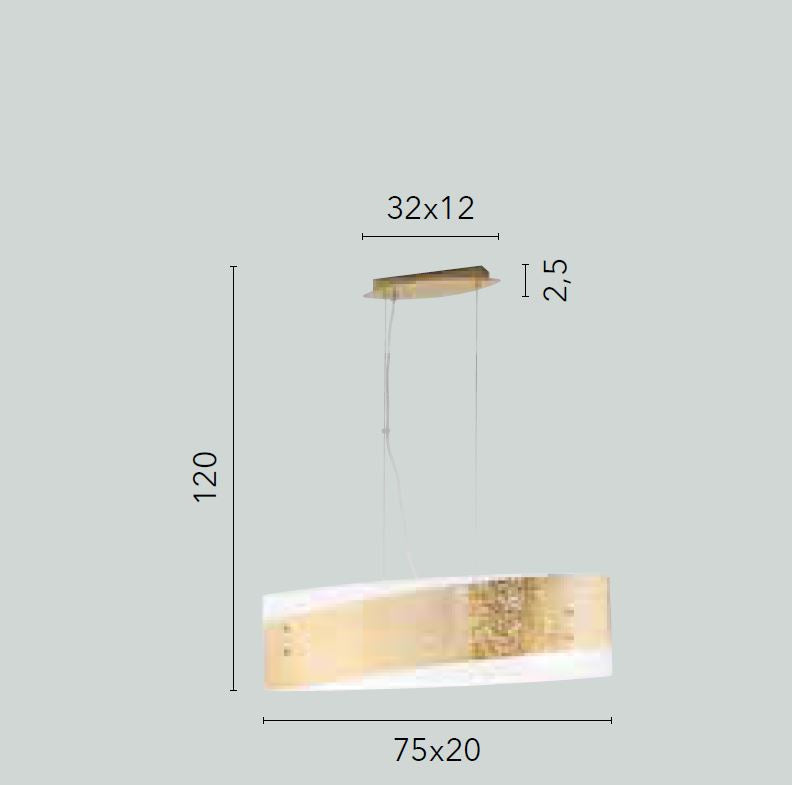 Sospensione in vetro bianco con decori foglia oro/argento 4XE27 non incl. PARIS Sospensione in vetro bianco con decori foglia oro/argento 4XE27 non incl. PARIS